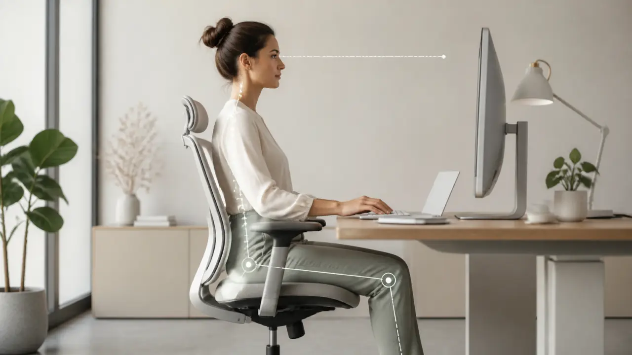 Illustration minimaliste d’une structure anatomique liée à la posture au bureau