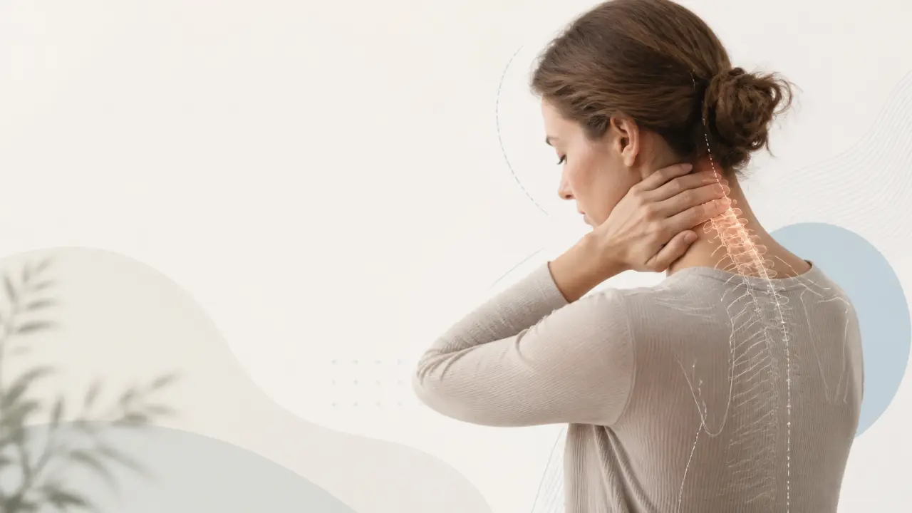 Illustration minimaliste d'une structure cervicale et du haut du dos